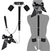 GKLWEJ Contenzione BDSM, restrizioni per bondage sessuale in pelle con maschera per gli occhi e manette e plug anale con gancio anale in metallo a 3 sfere, imbracatura BDSM