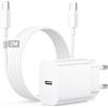 AINPOW Caricatore USB C Rapido per iPhone 16 15 Pro Max/15 Plus, 20W Caricabatterie iPhone 16 Presa USB-C Alimentatore Spina Spinotto con Cavo USB Type-C Ricarica Rapida per iPad Pro/Air/Mini 7 6/11 10 Gen
