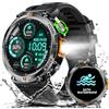 AdivaX Smartwatch Militare Uomo Impermeabile 3ATM con Torcia LED, 1,45 HD Rugged Smartwatch Orologio con Chiamate Bluetooth, Orologio Fitness con 110+ Modalità Sport/SpO2/Notifiche WhatsApp per Android iOS