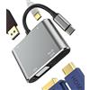 Kefiany Adattatore VGA HDMI USB a USB C Hub (4in1)per Apple iPad iPhone MacBook Air compatibile per Samsung Cavo da Convertitore Multiporta Adaptateur AV DVI Monitor Type OTG 3.0 Jack Ricarica Adapter tp-4in1