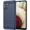 owlhold Cover per Samsung Galaxy A13 4G/5G / A04S / M13 5G, Custodia Spazzolata e Fibra di Carbonio Morbido Silicone TPU Slim Fit Case, Antiurto, Antigraffio, Antiscivolo, Protezione Militare, Blu