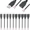 VISSQH 10 Pcs(5 Paia) Connettore femmina maschio USB 2.0,connettore usb a saldare,Spina USB Cavo nudo a 2 pin per dispositivi USB installati o Riparazione sostitutiva fai-da-te (30 cm)