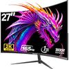 Gawfolk Monitor 27 Pollici 2k Curved Gaming Monitor 165hz, Schermo PC 2560x1440 (QHD), 1800r Computer Monitor, Tecnologia Freesync & Eye-Care, Supporto Hdmi, Dp