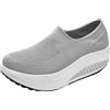 Generisch Scarpe casual da donna con zeppa: scarpe estive da donna in tessuto traspirante, scarpe da corsa ortopediche, suola morbida, leggere, scarpe da ginnastica slip-on, grigio., 38 EU