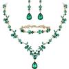 Clearine Set di gioielli da sposa per donna, collana a Y, bracciale tennis e orecchini pendenti, set di cristalli a goccia, marquise cluster per damigella d'onore blu argento,