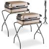 Relaxdays Set 2 Portavaligie da Camera, Stand Reggivaligia Pieghevole, Porta Valigie Hotel, 55x67x43 cm, Acciaio, Grigio