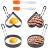 YIZWINS 4 Pezzi Stampo Pancake,Anello di Uovo in Acciaio Inox,Stampo Uovo,Antiaderenti per Uova Fritte con Manici,Stampo Pancake,Pancake Piastra per Cuocere Uova Fritte,Omelette e Molto Altro Ancora