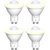 TobeBright LED Smart Motion Lampadine, GU10 PIR Sensore di Luce 5W, Bianco Caldo 3000K, Auto On/Off LED Lampada di Sicurezza per Scale, Garage, Corridoio, Passerella, Patio (Confezione 4)