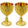 Flylin 2 bicchieri vintage dorati, in oro antico, vintage, in metallo, stile medievale, per cucina, casa, bar, feste, matrimoni (oro)