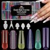 EBANKU 144PCS Unghie Finte Nail System Dual Nail Form, Riutilizzabili Nail Dual Form Kit Nail Form Acrilico Tips Unghie con 72 Film per Unghie French Manicure(6 Stili)