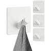 TINIFO Ganci Autoadesivi 4 Pezzi - Porta Asciugamani Bagno Adesivo in Acciaio Inox - Ganci per Accappatoio Senza Perforazioni per Cucina, Corridoio, Ruggine, Impermeabili (Bianco)