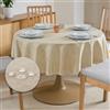 Flowen Tovaglia Antimacchia Rotonda Impermeabile 160cm Φ Diametro Beige Made in Italy Tovaglie Copri Tavolo da Interno Elegante per Occasioni Natale da Tavola Giardino Esterno Poliestere Idrorepellente