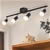 Glitzerlife LED Lampada da soffitto nera - 4 fiamme GU10 Moderna lampada da cucina industriale Riflettore rotante a 330° per corridoio cucina camera da letto soggiorno camera dei bambini