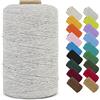 LEREATI Macrame Corda 1mm x 390m Filo Macrame Cordoncino Cotone Corda Colorata, Cordino per Borse Uncinetto, Decorazioni, Arazzo Da Parete, Perline, Braccialetti (Grigio)