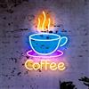 HFHungkeong Insegna al neon a forma di tazza da caffè LED, grande, 5 V, alimentata tramite USB, in acrilico, con interruttore dimmerabile e catena