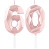 mciskin Candele per 60° compleanno,3D numero 60 per torta,decorazioni per il 60° compleanno delle ragazze, oro rosa,60 candele decorazione per torta per ragazze lei feste di compleanno, decorazioni