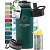 BeMaxx Bottiglia Acqua Termica INOX ACTIVE FLASK + Cannuccia (3 Tappi), Senza BPA, 1l/500ml | Borraccia Isotermica Acciaio - Caldo/Freddo, Ufficio Outdoor Sport Bicicletta viaggio fitness, Caffe Te