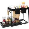 SZYILIDA Organizer Sottolavello Cucina Salvaspazio, 2 Livelli Organizer Cucina Dispensa Lavello, Scaffale Estraibile Portaoggetti Ripiano Cestello Estraibile Cucina per Organizzatore Cucina Bagno(Nero)