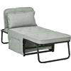 HOMCOM Poltrona trasformabile 4 in 1 con schienale reclinabile in 5 posizioni, cuscino e tasca portaoggetti - 180 x 64 x 40 cm - grigio chiaro