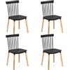 GIANTEX Set di 4 sedie da pranzo, sedia da cucina con schienale curvo e gambe in legno di faggio, portata fino a 150 kg, sedie per sala da pranzo, ristorante e caffetteria (nero)