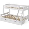 VitaliSpa letto a castello Everest, Bianco, 120x200 / 80x200 cm con cassetti