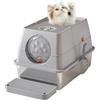 Hapihom Lettiera per gatti in acciaio inox con coperchio, 60 x 40 x 39 cm, chiusa con pedale filtro a sabbia e paletta, XXL, grande rimovibile, bordo alto, facile da pulire, grigio chiaro