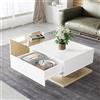 GL Store Tavolino da Salotto Moderno in Legno con Vetro e LED, 105x55x32,5 cm, Naturale