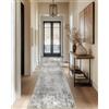 DEFYNEE Tappeto passatoia 60 x 240 cm, antiscivolo, a pelo corto, lavabile, pieghevole, design astratto, per corridoio, cucina, soggiorno e ufficio, grigio bianco