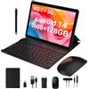 TIGERFU Android 14 Tablet,10 Pollici Tablet con Sim Card Slot,36GB+128GB (TF 1TB),4G LTE e 5G WiFi,processore Octa-Core,1280 * 800 IPS,8000mAh/5MP+8MP/GPS/OTG, Tab con Tastiera/Mouse/Penna-Grigio