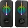 NGS GSX-150 - Altoparlanti da Gioco con Illuminazione LED RGB, 12 W e Connessione USB, Colore nero