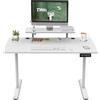 TRIUMPHKEY Scrivania Regolabile in Altezza 120 x 60 cm,Ripiani per Monitor,Scrivania Elettrica Gaming,Seduta in Piedi per Computer,Tavolo da Studio per Ufficio Domestico Tavola Giuntata（Bianco）