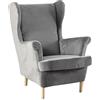 Meigeh Copripoltrona con Orecchie Elasticizzato Fodere poltrona con ala Copripoltrona 1 Posto con Orecchie Copertura della sedia dell'orecchio Velluto Grigio scuro