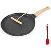 AUROAY Padella per Crepes Antiaderente,Ø24cm Padella Crepe con Distributore di Impasti e Spatola,Crepiera Professionale Compatbile con Induzione Gas,Padella Senza PFOA da Piadina Pancake Crepes Fritte