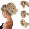 AOWVUTS Coda Capelli Extension con Pinza Corto Ricci Posticci Artiglio Clip in Coda di Cavallo Estensioni Naturale Micro Sintetici Ondulato Cavallo Dritta Chignon Finto per Capelli