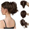 AOWVUTS Coda Capelli Extension con Pinza Corto Ricci Posticci Artiglio Clip in Coda di Cavallo Estensioni Naturale Micro Sintetici Ondulato Cavallo Dritta Chignon Finto per Capelli