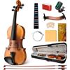 CAHAYA Set Violino in Legno Massello: Violino 4/4 Fatto a Mano con Finitura Opaca, Tavola in Abete e Fondo in Acero, Adatto per Adulti, Studenti e Bambini dai 12 Anni in Su, con Custodia e Accessori