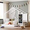 BLSYHDH Letto a castello 206 x 96, letto per bambini a castello con scivoli, letto a soppalco con protezione antiurto e recinzioni, letto capanna per bambini (bianco, letto a baldacchino)