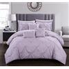 Chic Home - Set completo di lenzuola con arricciatura e pieghettato e cuscini deocrativi inclusi, cotone, lavanda, regina