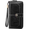GOIACII Portafoglio Donna in Pelle PU con Blocco RFID, Portafogli Donna Grande Borsa Lunga da Donna Portamonete con 13 Scomparti per Carte