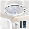 Biukis Ventilatore da soffitto 3 colori a LED con regolazione della luminosità a 4 velocità 33 cm con luce per camera da letto garage cucina Ventilador Techo con luz