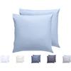 Todocama - Set di 2 federe per cuscino, in microfibra extra morbidi, ipoallergenica, Set di 2 - 60x60 cm Azzurro
