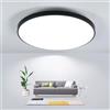 Comely Lampada da soffitto LED rotonda 27cm, IP54 impermeabile, 24W 6500K bianco freddo, Nero, CRI 80, plafoniera LED piatta per bagno, cucina, balcone, corridoio, camera da letto