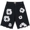 Generico Denim Tears Cotton Blu Bianco Nero Jeans,Tuta retrò Sportiva Pantaloncini da Uomo,con Stampa in Schiuma,Denim Tears Estiva Corta Pantaloncini,Casual Unisex Denim Corti Pantaloni(Blu,S)