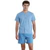 Noidinotte; more than pyjamas Noidinotte - Pigiama Uomo in Cotone Top Manica Corta Aperto Davanti e Pantalone Corto Articolo Timeless - M Azzurro