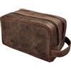 Rustic Town Beauty Case Pelle Uomo - Trousse da Toilette Viaggio Pelle Pieno Fiore | Organizer barba e profumo, doppio scomparto, cerniera YKK, fodera idrorepellente, pochette kit, borsa per trucchi da donna