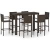 Tecno Arredo 3 Outdoor Set Bar da Giardino 7 pz con Braccioli in Polyrattan Marrone