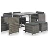 Tecno Arredo 3 Outdoor Set da Pranzo per Esterni 7 pz con Cuscini in Polyrattan Grigio