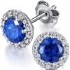 Miaofu Orecchini Aureola,Orecchini Diamanti Aureola in Argento Sterling 925 Con Zirconia Cubica,Placcato Oro Bianco 18k, 10mm
