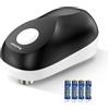 hoyiours Apriscatole elettrico， apriscatole one-touch — Avvio e arresto intelligenti, bordi lisci, design senza fili, ideale per chef (fornito con 4 batterie AA) Nero
