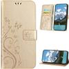 XINQCASE Cover per Samsung Galaxy S21 Ultra 5G, Custodia a Portafoglio in Pelle PU [Slot per Schede], Cover a Libro Flip Caso Custodia per Samsung S21 Ultra 5G, Oro